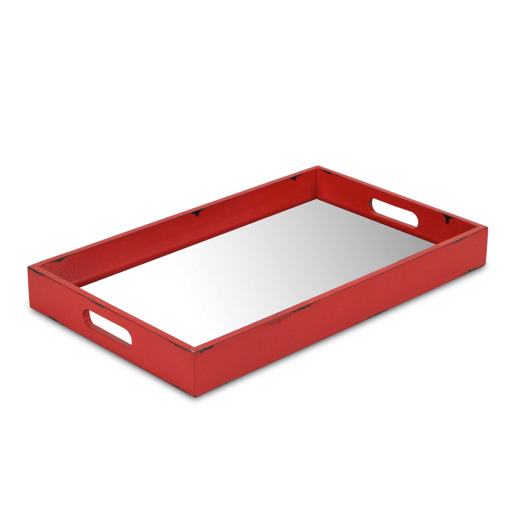 Red Wooden Mirrored Serving Tray - 99fab 