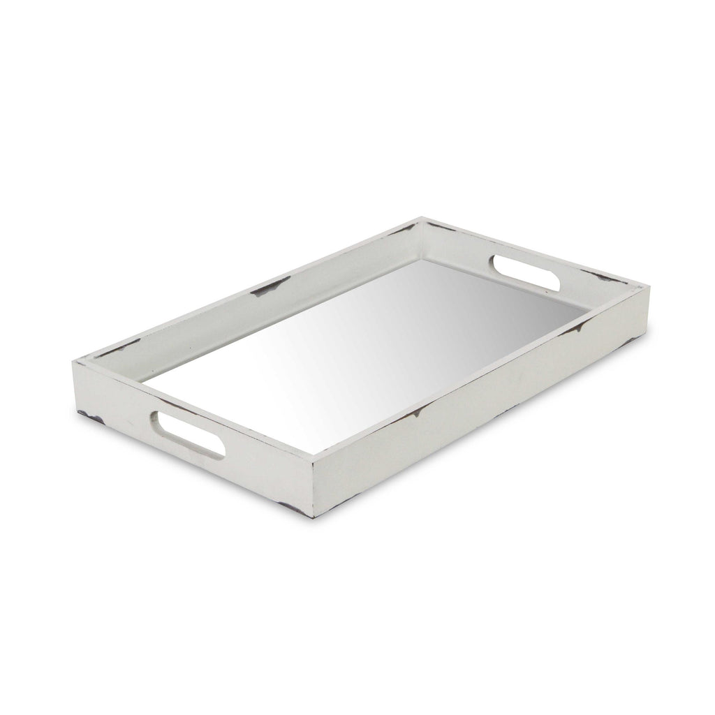 White Wooden Mirrored Serving Tray - 99fab 