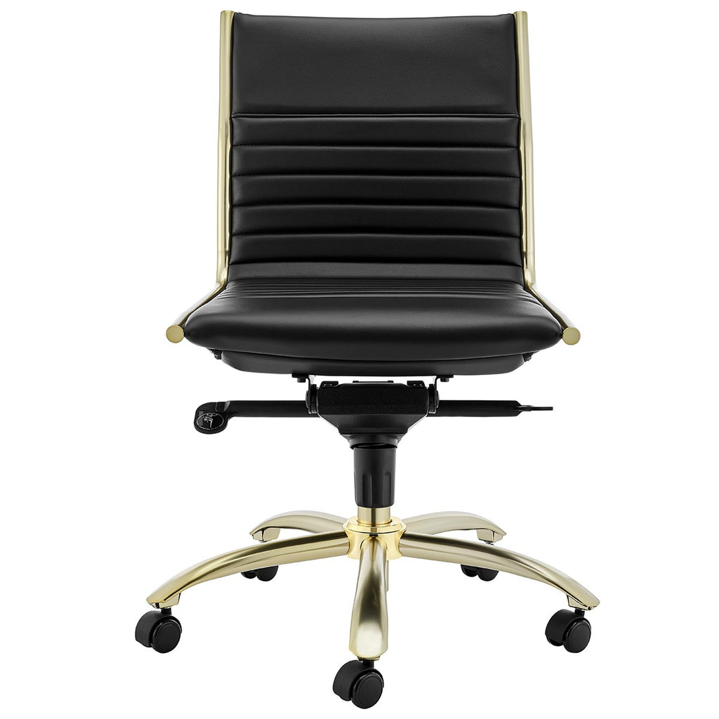 Black Faux Leather Seat Swivel Adjustable Executive Chair Leather Back Steel Frame - 99fab 