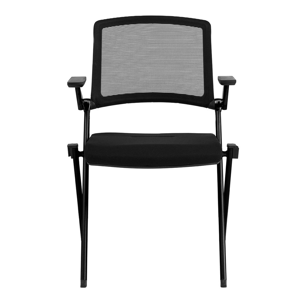 Set Of Two Black Polyester Blend Seat Swivel Task Chair Mesh Back Steel Frame - 99fab 