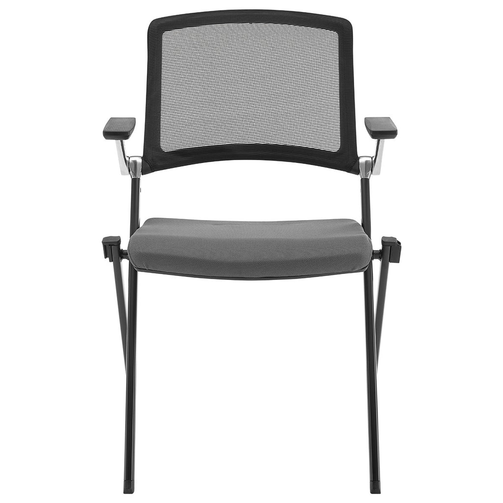 Set Of Two Gray Polyester Blend Seat Swivel Task Chair Mesh Back Steel Frame - 99fab 
