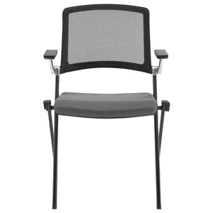 Set Of Two Gray Polyester Blend Seat Swivel Task Chair Mesh Back Steel Frame