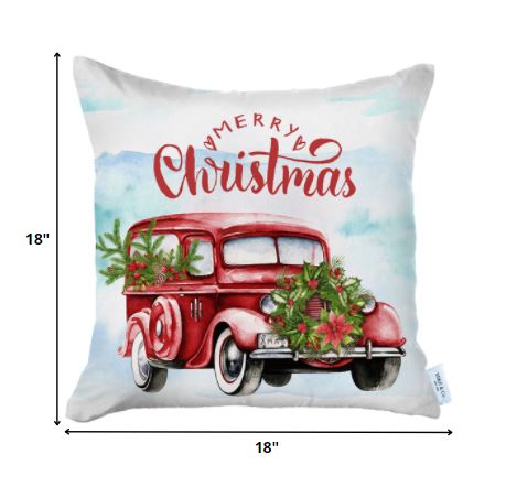 Merry Christmas Vintage Red Car Throw Pillow - 99fab 