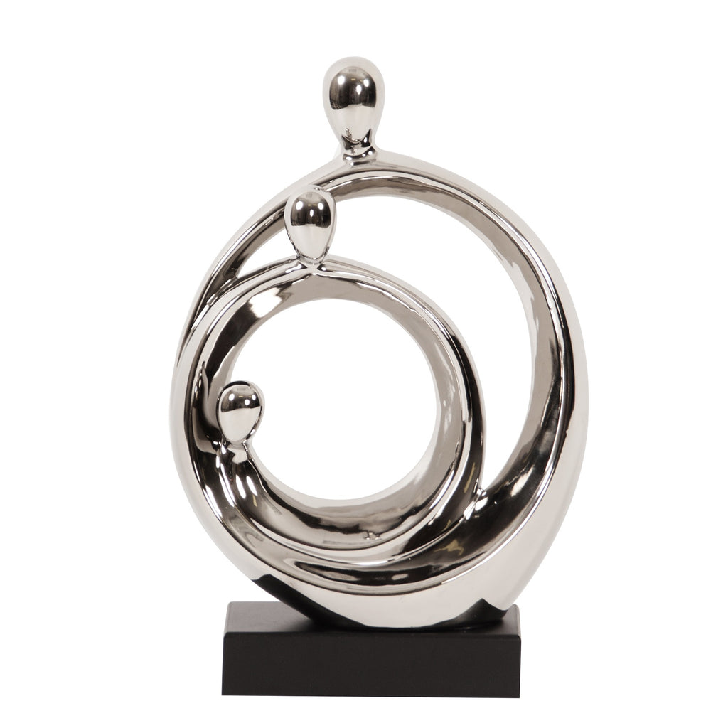 Modern Silver and Black Family Trio Sculpture - 99fab 