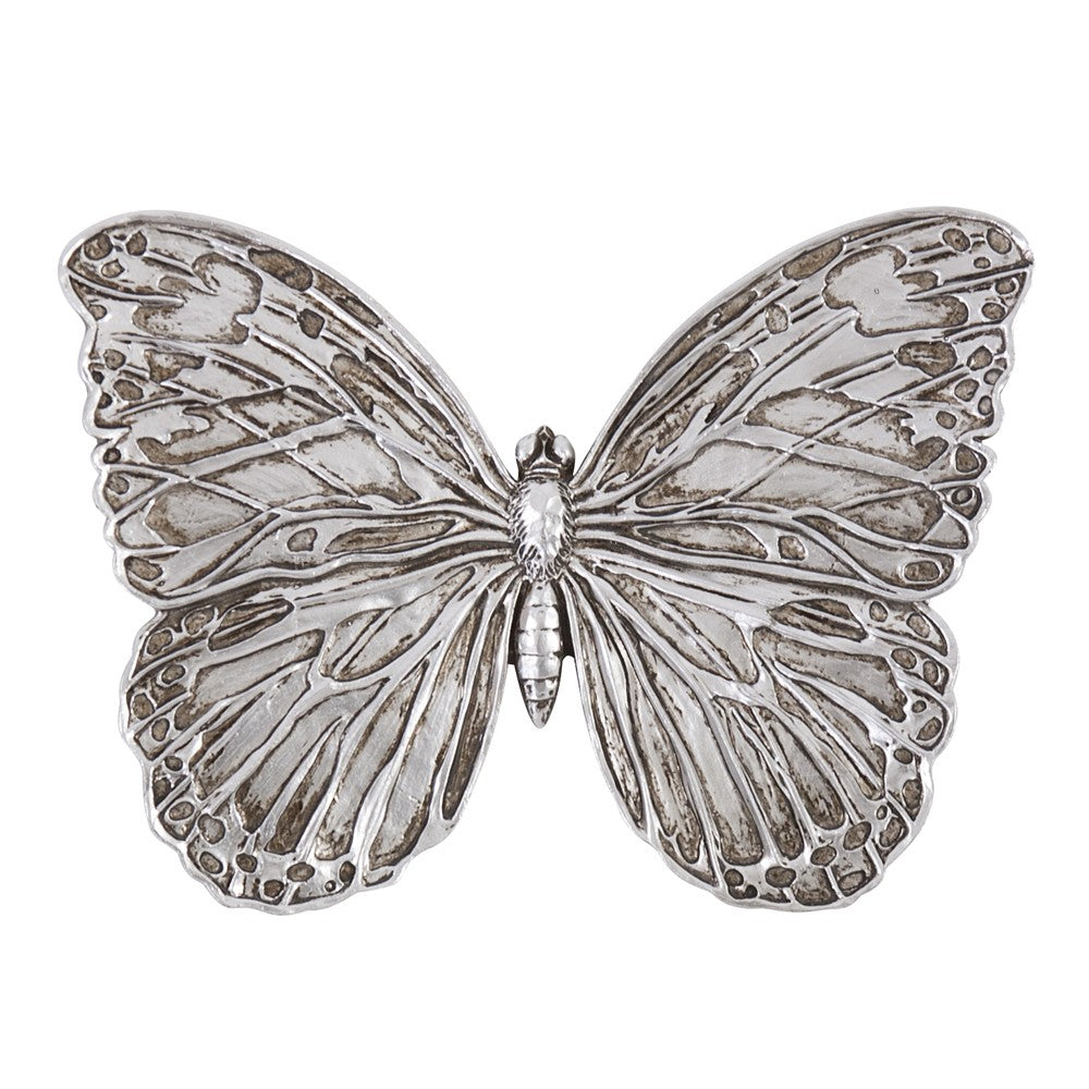 Distressed Silver Textured Butterfly Wall Art - 99fab 