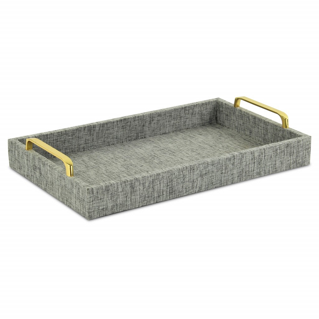 Gray Linen and Wooden Tray - 99fab 