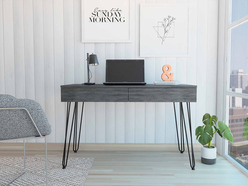 Roxy Gray Computer Desk with Two Drawers - 99fab 