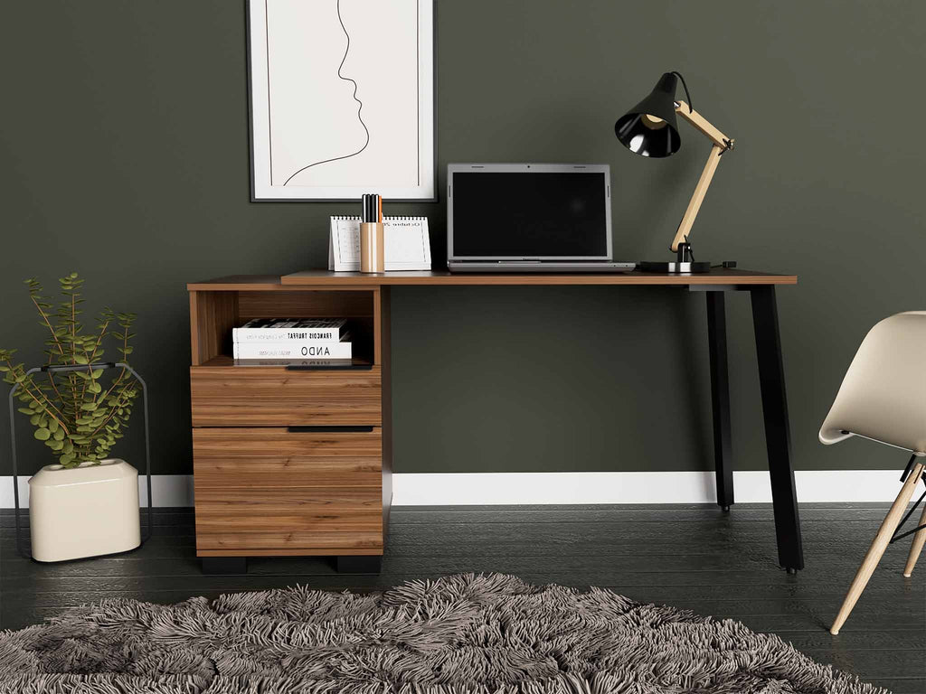 Contempo Flair Mahogany and Black Office Desk - 99fab 