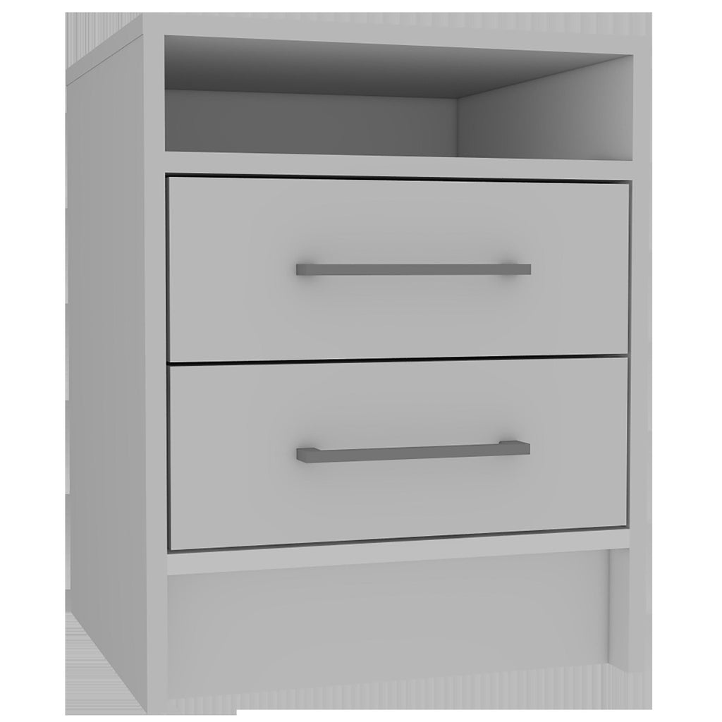 White Open Compartment Two Drawer Nightstand - 99fab 
