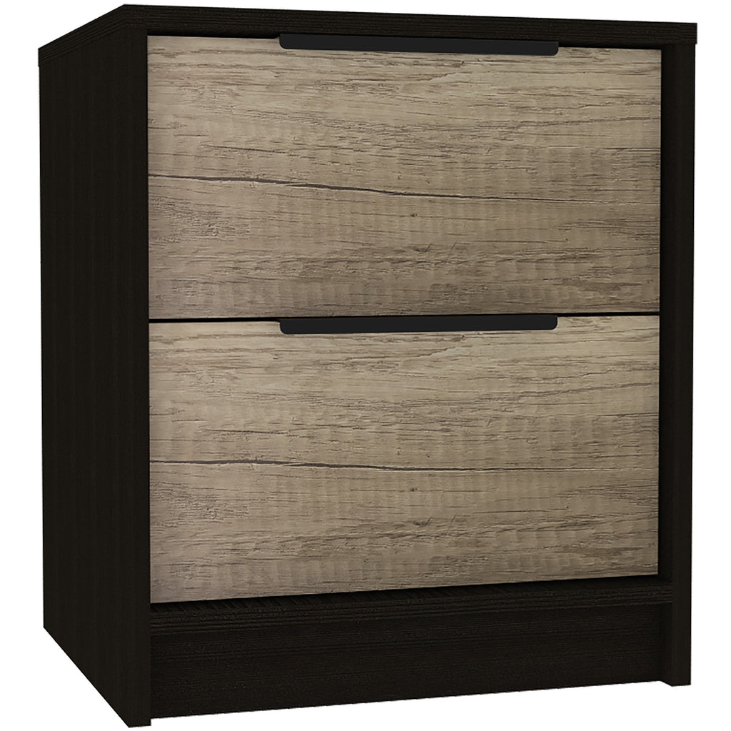 Black Open Compartment Two Drawer Nightstand - 99fab 