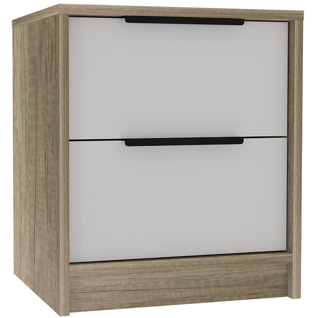 Mod Light Oak and White Two Drawer Nightstand - 99fab 