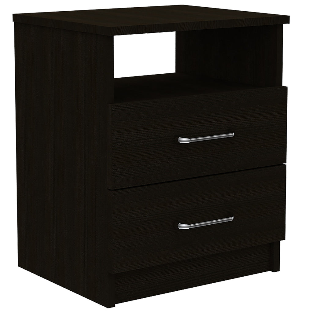 Brown Open Compartment Two Drawer Nightstand - 99fab 