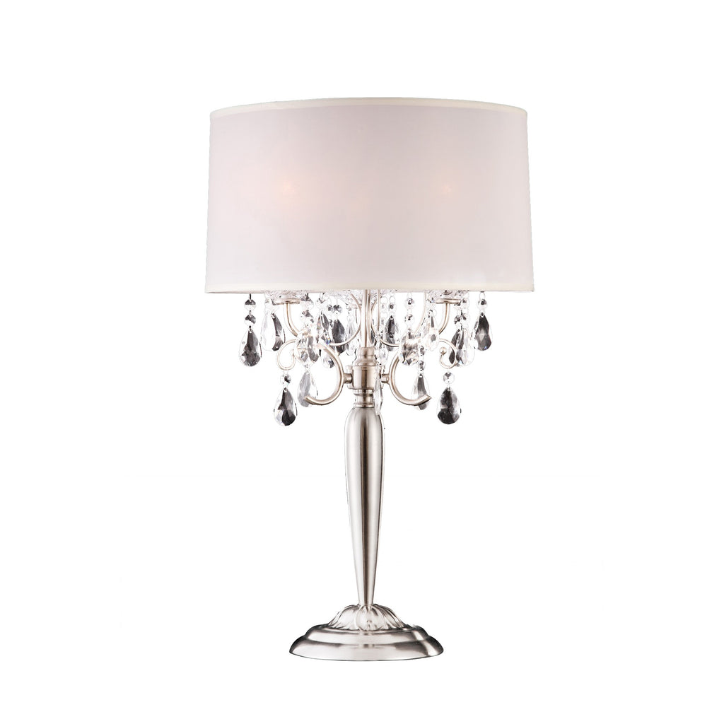 Glam Silver Scroll Chandelier Faux Crystal Table Lamp - 99fab 