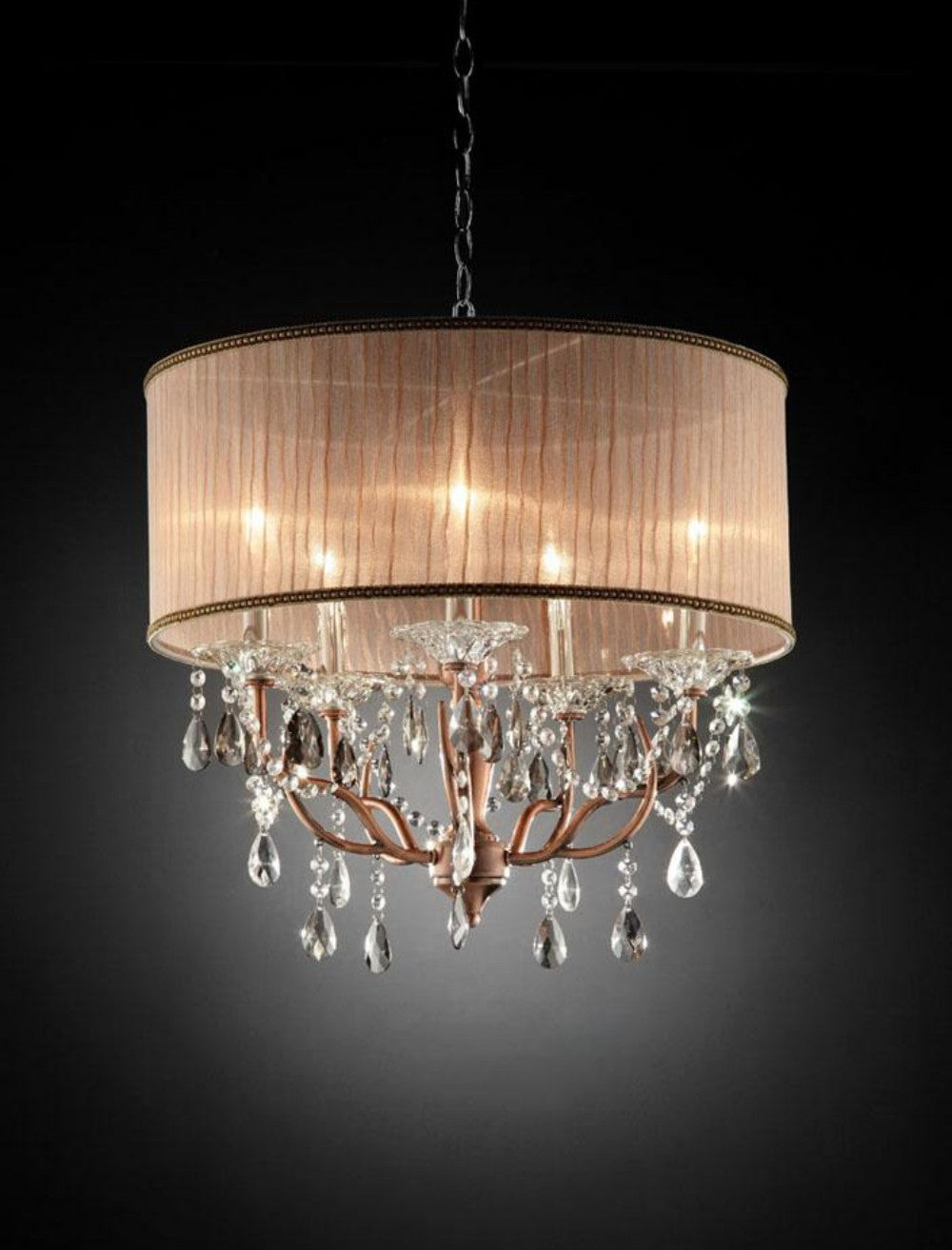 Silver and Pink Faux Crystal Hanging Chandelier Lamp - 99fab 