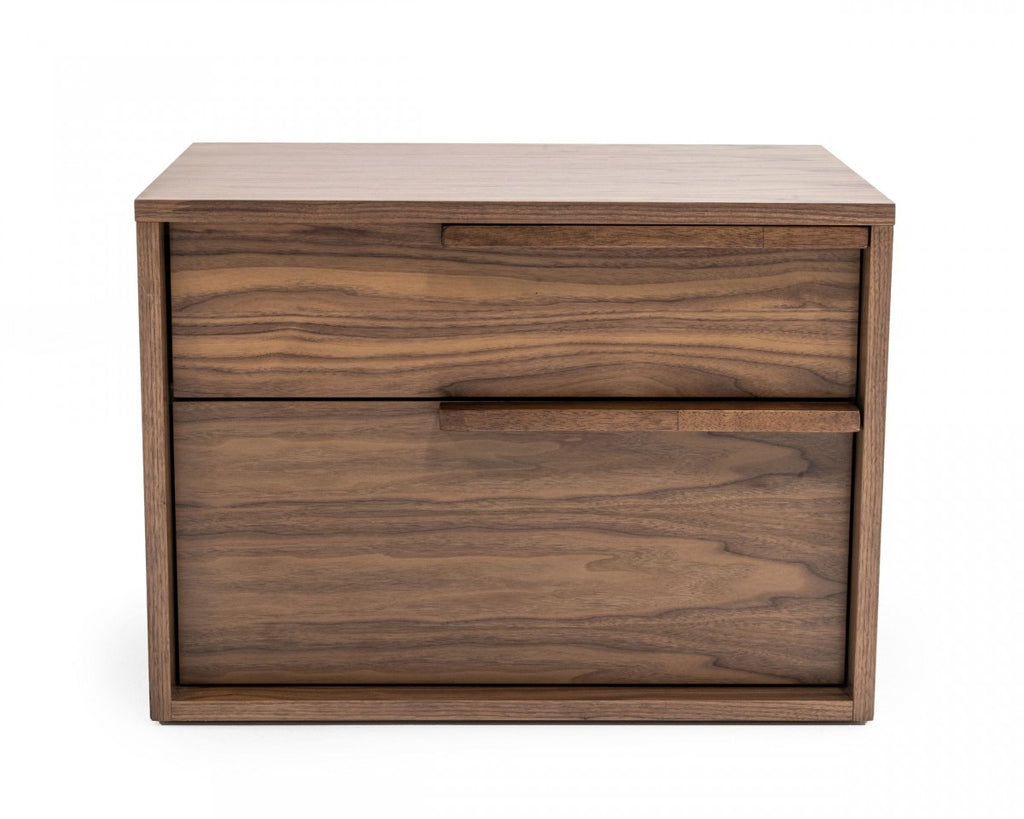 Modern Light Brown Walnut Nightstand with Two drawers - 99fab 