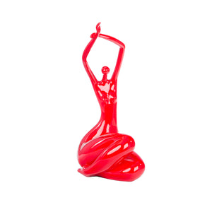 Red Women Stretching Sculpture