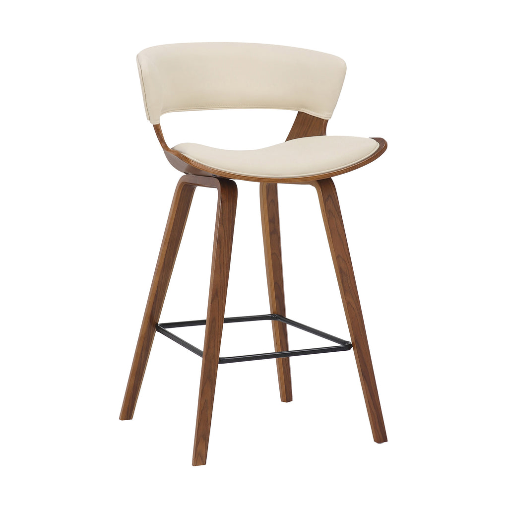 Cream Faux Leather and Wood Modern Bar Stool - 99fab 