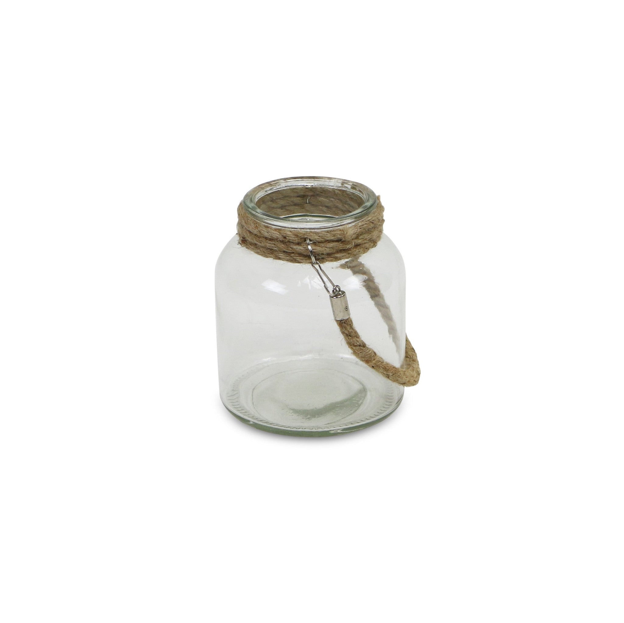 6" Clear and Brown Glass Jar with Rope