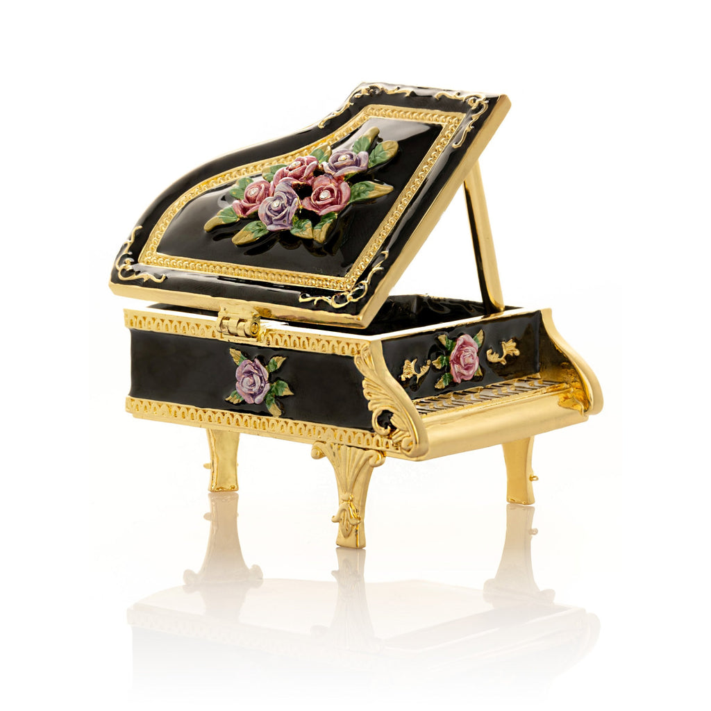 Black Piano with Flowers-0
