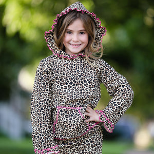 AnnLoren Girls Leopard Ruffle Hoodie 2 Pc Fashion Track Suit-3
