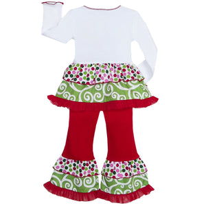 AnnLoren Girls Boutique Polka Dot & Swirl Christmas Tree Clothing Set-8