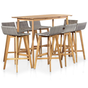 vidaXL Patio Bar Set Patio Furniture Set Table and Stools Solid Acacia Wood-11