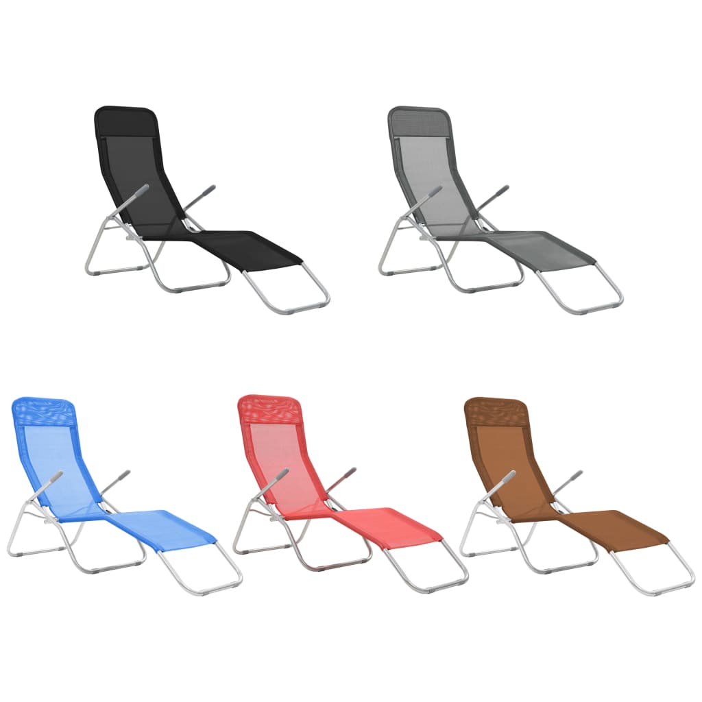 vidaXL Deckchairs Outdoor Lounge Chairs Folding Sunlounger Sunbed Textilene-5