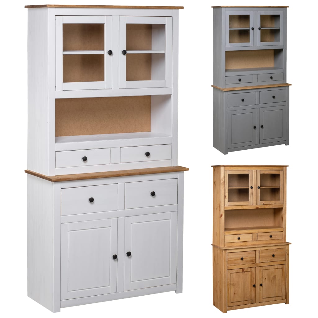 vidaXL Cabinet Wooden Display Case Storage Cabinet Solid Pine Panama Range-10