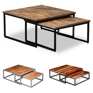 vidaXL Nesting Table Set of 2 Coffee Table Side End Table Solid Wood Sheesham-3