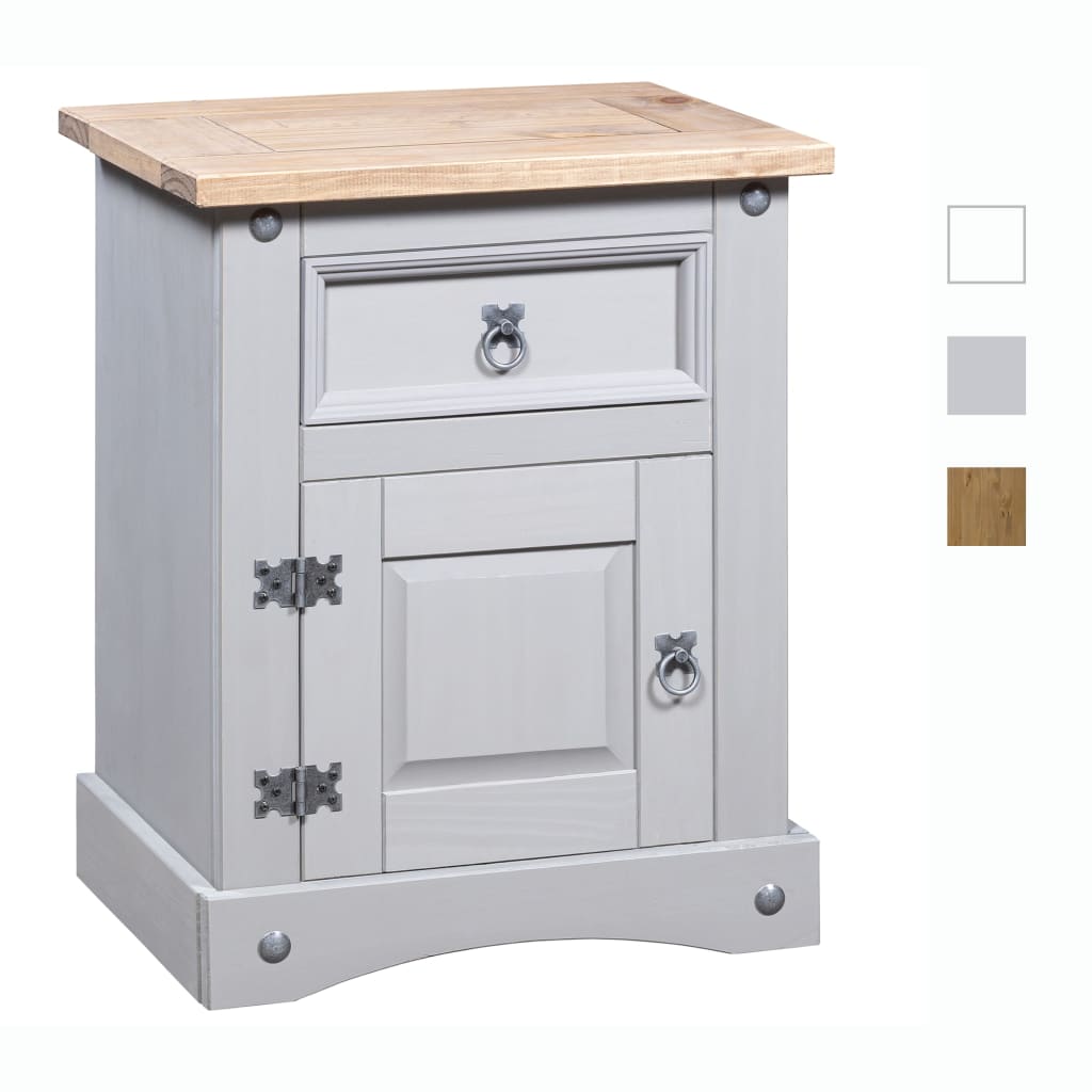 vidaXL Nightstand Storage Cabinet Table with Drawer Mexican Pine Corona Range-3