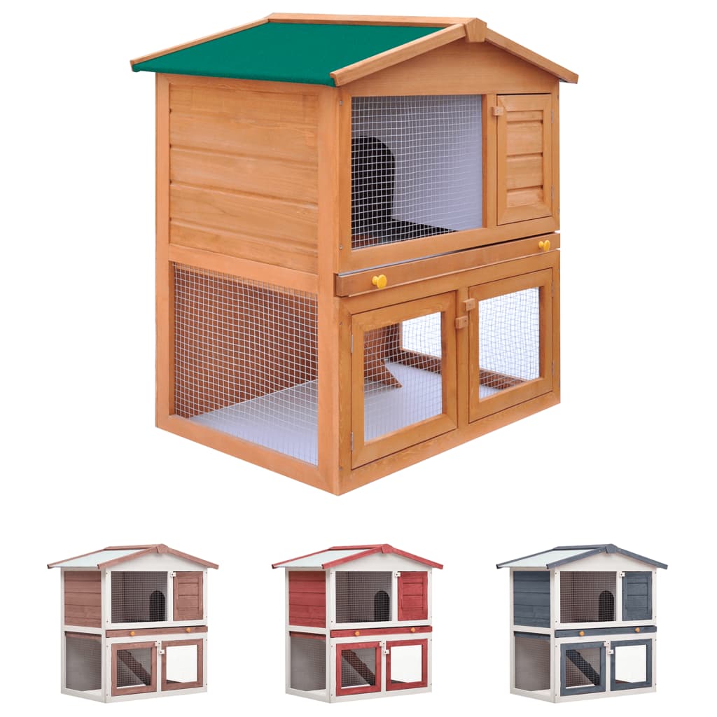 vidaXL Rabbit Hutch Bunny Cage with Pull Out Tray Pet House Solid Pine Wood-3