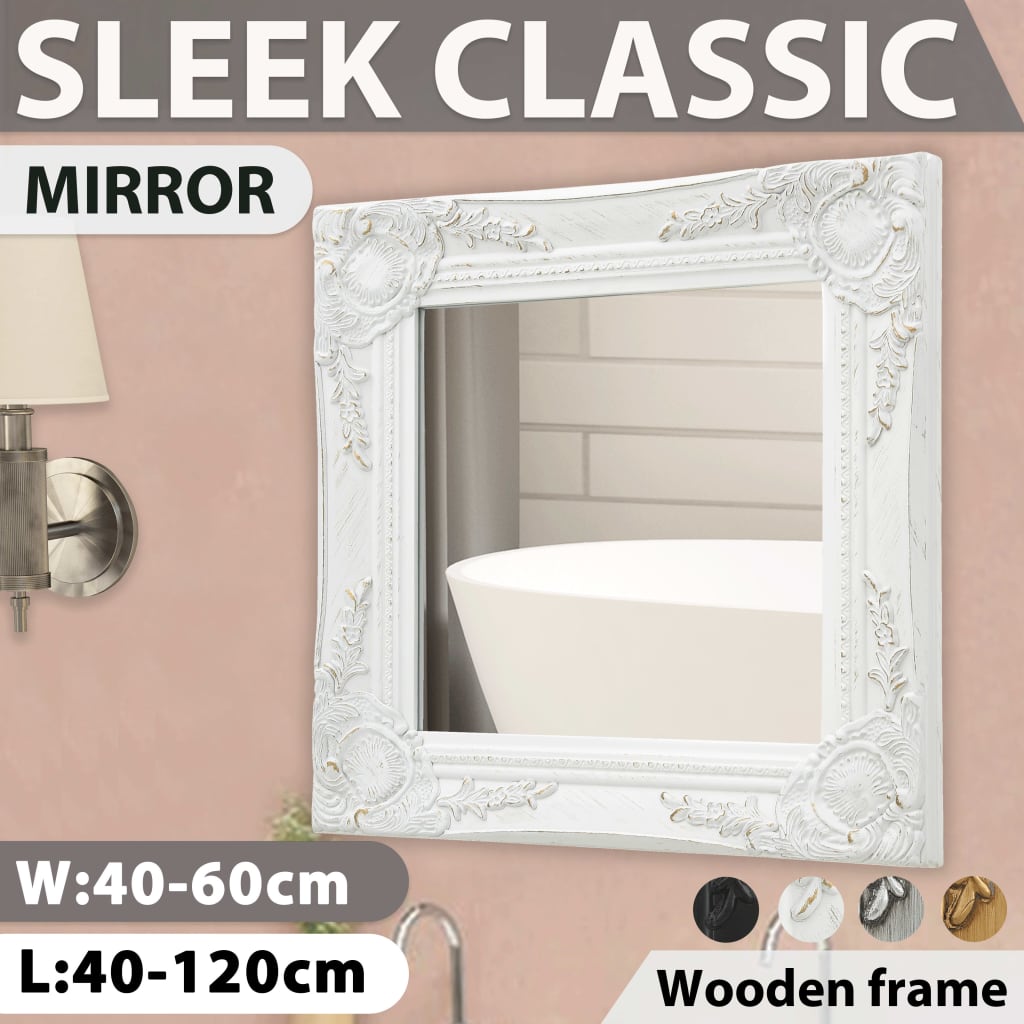 vidaXL Wall Mirror Bathroom Mirror with Baroque Style Decorative Vanity Mirror-3