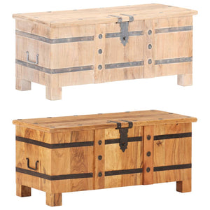 vidaXL Solid Wood Acacia Chest Storage Unit Box Cabinet Dark Brown/Light Brown-1