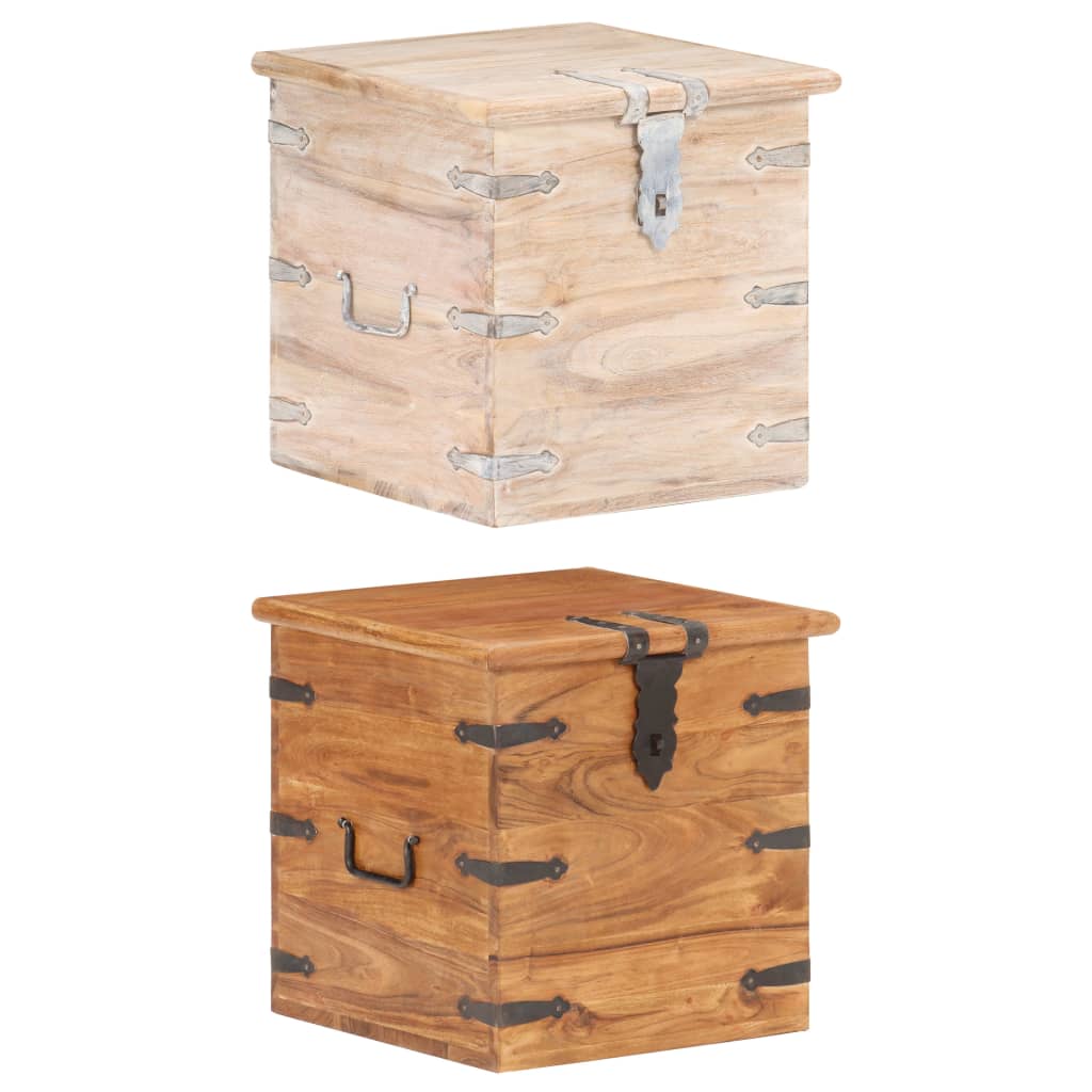 vidaXL Solid Wood Acacia Chest Storage Unit Box Cabinet Light Brown/Dark Brown-0