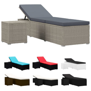 vidaXL Patio Lounge Chair Sunlounger Sunbed with Cushion Table Poly Rattan-26