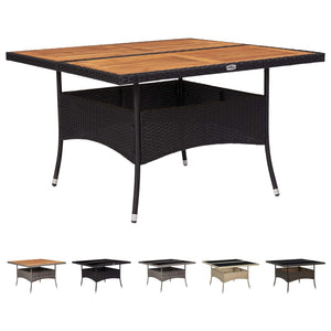 vidaXL Patio Outdoor Dining Table with Storage Solid Acacia Wood PE Rattan-4