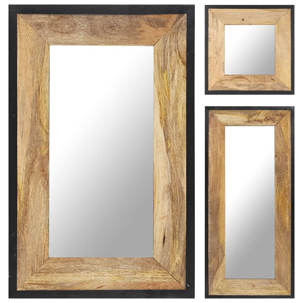 vidaXL Decorative Mirror Wall Mirror Bathroom Hallway Mirror Solid Mango Wood-21