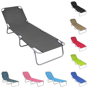 vidaXL Patio Lounge Chair Folding Sunlounger Outdoor Poolside Sunbed Steel-29