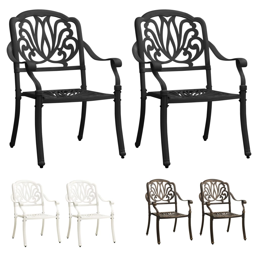 vidaXL Patio Chairs 2 Pcs Patio Furniture for Garden Deck Porch Cast Aluminum-11