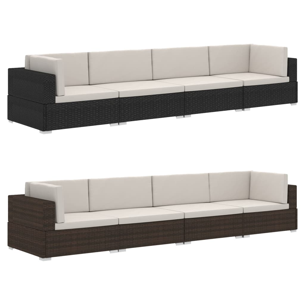 vidaXL Patio Furniture Set 4 Piece Outdoor Sectional Sofa Set Poly Rattan-0