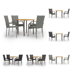 vidaXL Patio Dining Set Dining Table and Chairs Furniture Set Poly Rattan-4