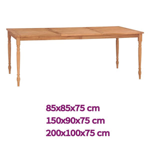vidaXL Batavia Table Dining Table Wooden Dining Room Table Solid Teak Wood-1