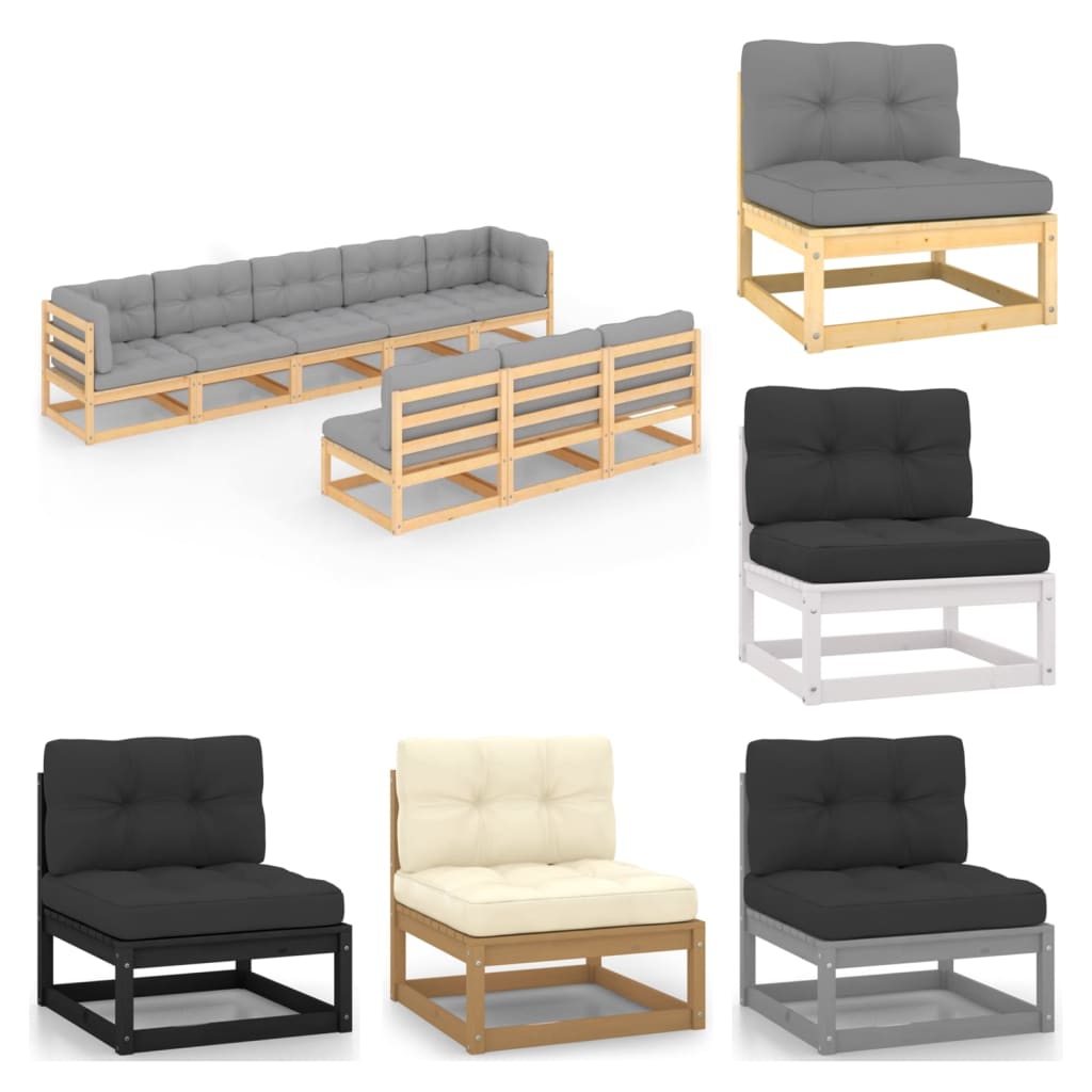 vidaXL Patio Furniture Set 8 Piece Sofa Set with Cushions Solid Wood Pine-11