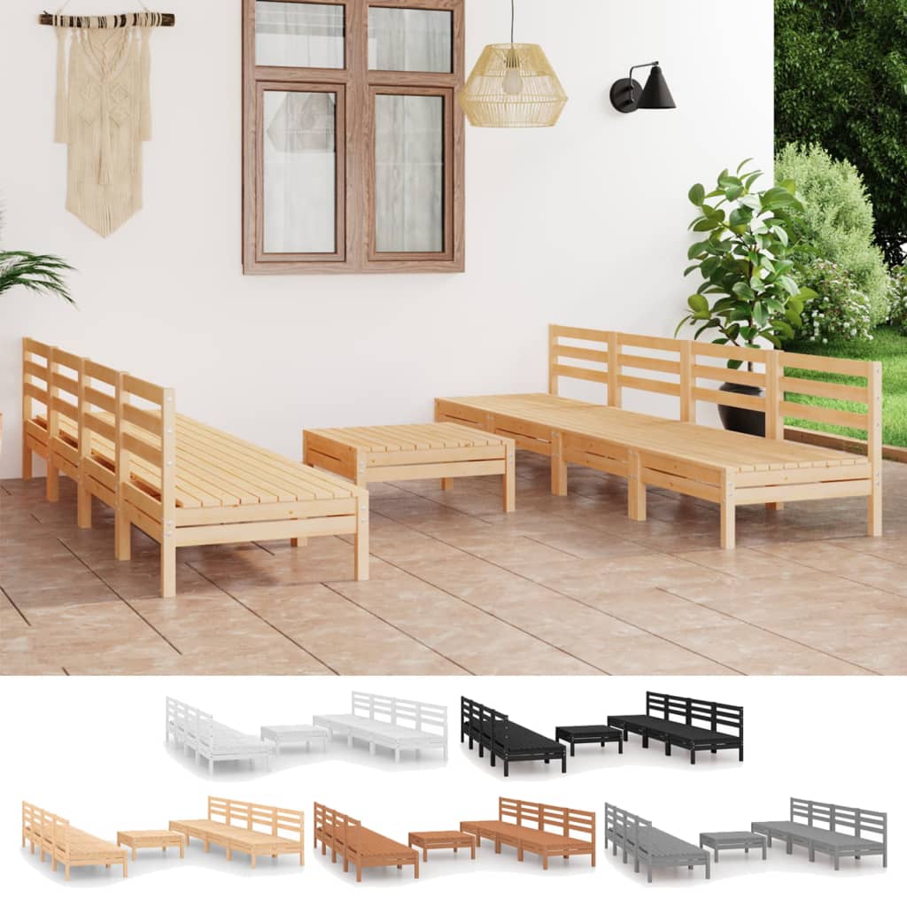 vidaXL Solid Pinewood Lounge Set 4 Piece Patio Garden Furniture Multi Colors-0