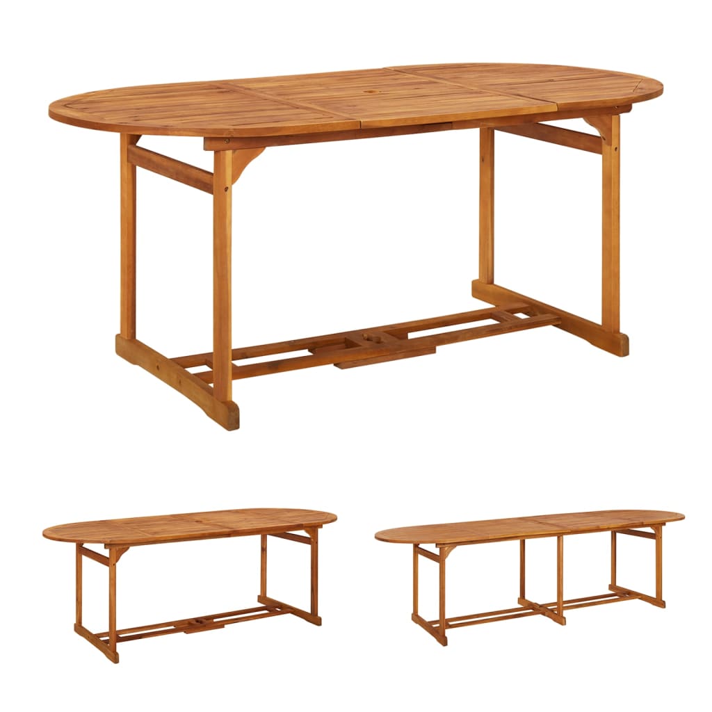 vidaXL Outdoor Dining Table Patio Table with Umbrella Hole Solid Wood Acacia-20