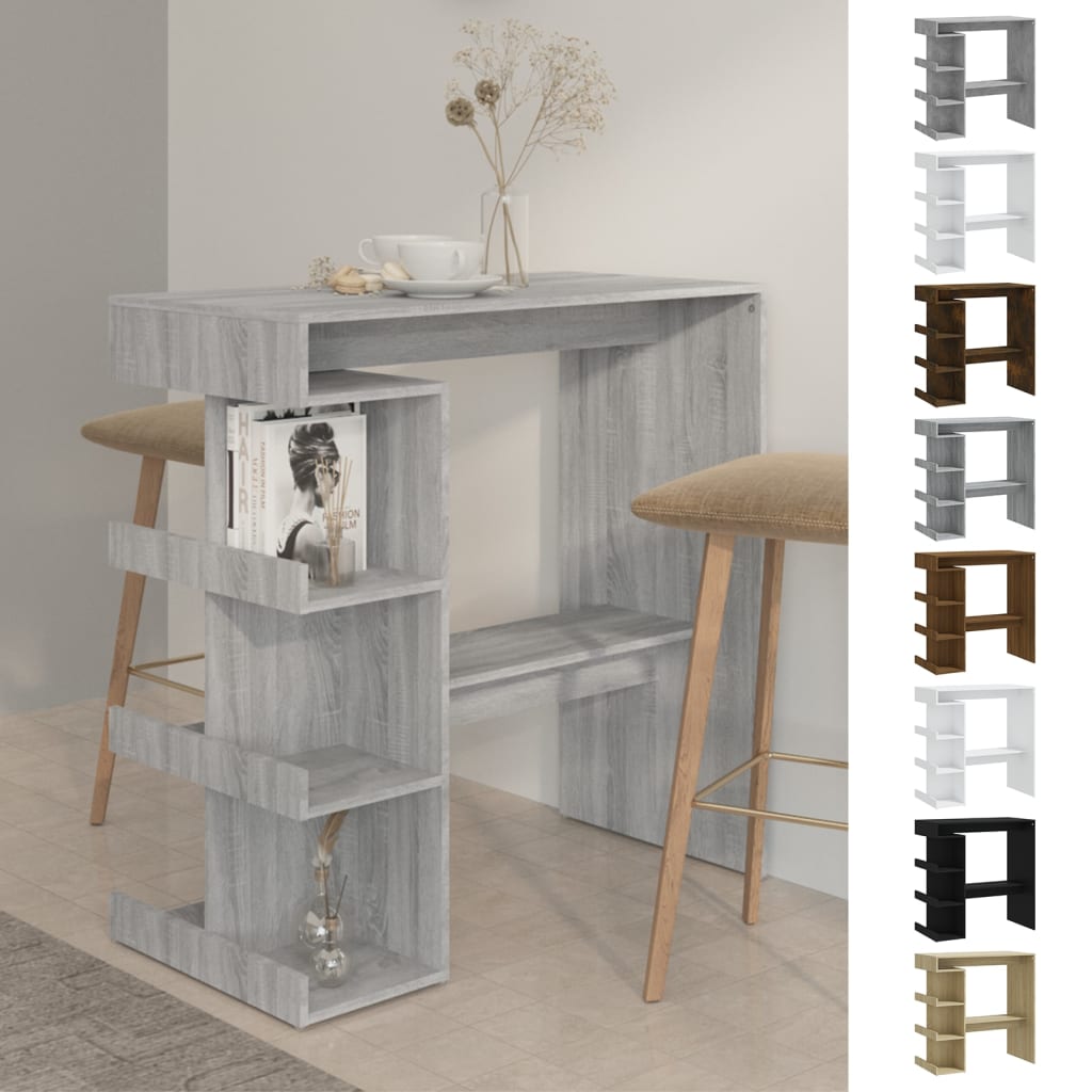 vidaXL Bar Table Dining Room Standing Desk with Storage Rack Engineered Wood-49