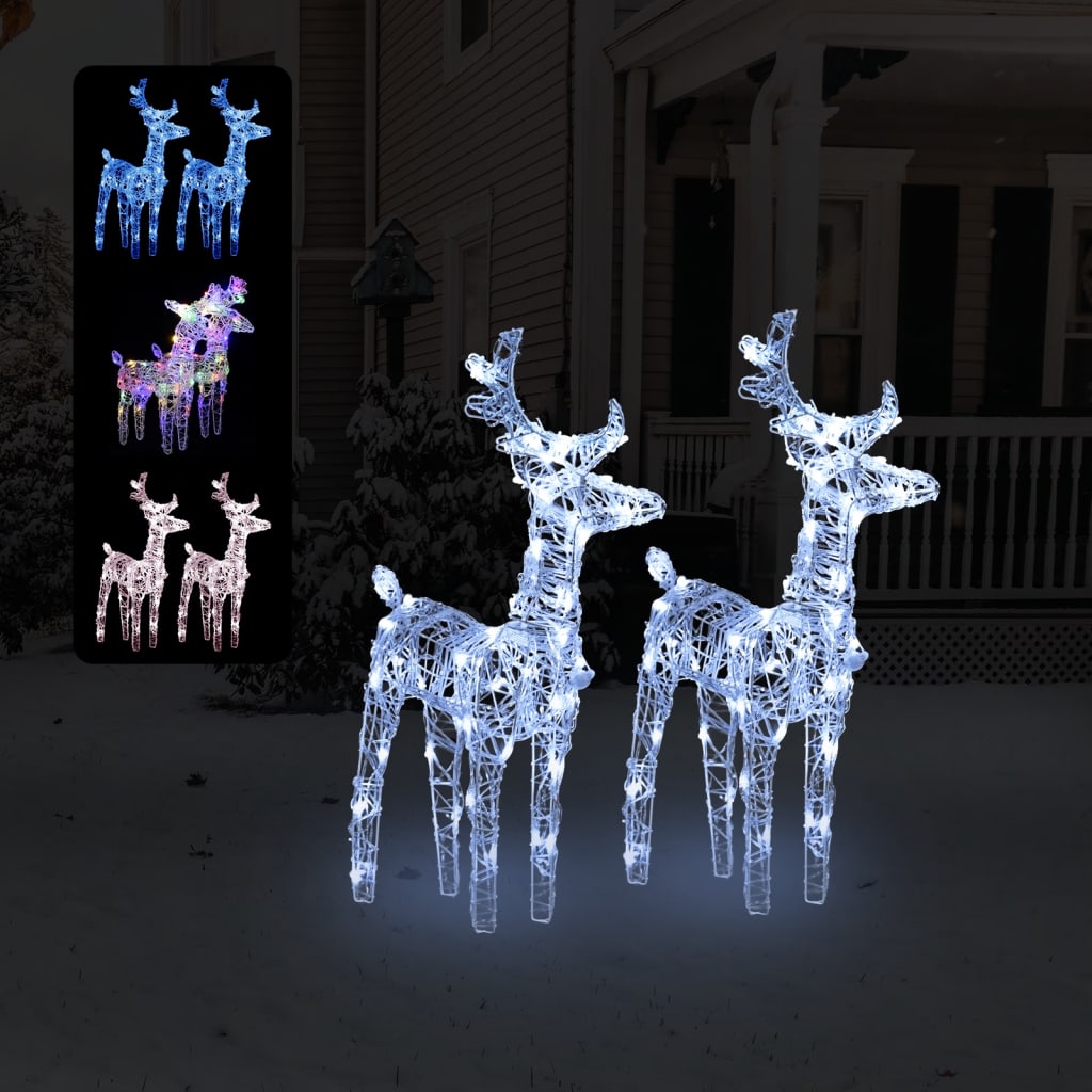 vidaXL Christmas Reindeers Xmas Decoration Light Display with LEDs Acrylic-4