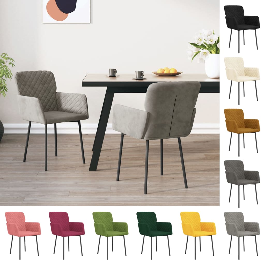vidaXL Dining Chairs 2 Pcs Accent Upholstered Chair for Living Room Velvet-15