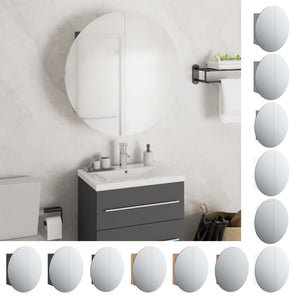 vidaXL Cabinet Bathroom Wall Vanity Mirror Cabinet with Round Mirror and LED-10
