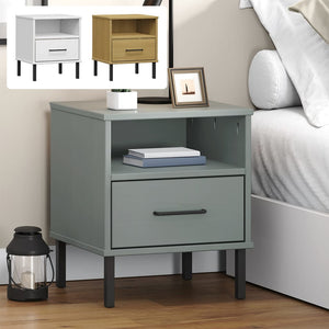 vidaXL Nightstand Bedroom Storage Cabinet Bedside Table Solid Pine Wood OSLO-7